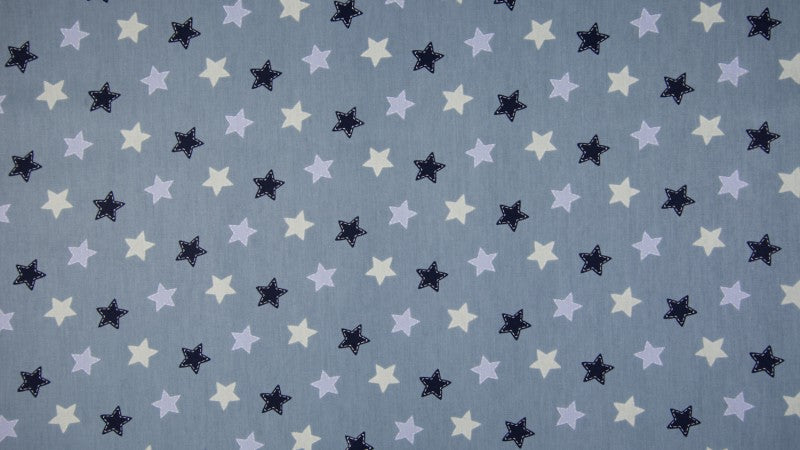Webstoff Big Stars Blau Sterne